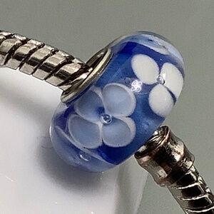 New Murano Glass Flower Charm/Bead for Snake Chain Bracelet or Necklace